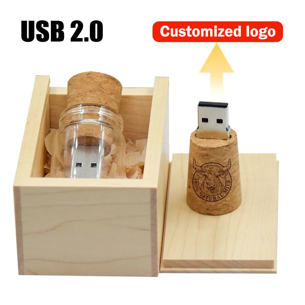Glass Drift Bottle USB Flash Drive 8GB–128GB | Free Custom Logo USB Flash Drive PRIMED