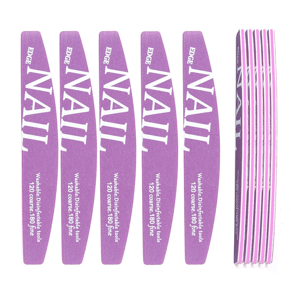 Purple Crescent Nail File Set | Dual 120/180 Grit Manicure Tool