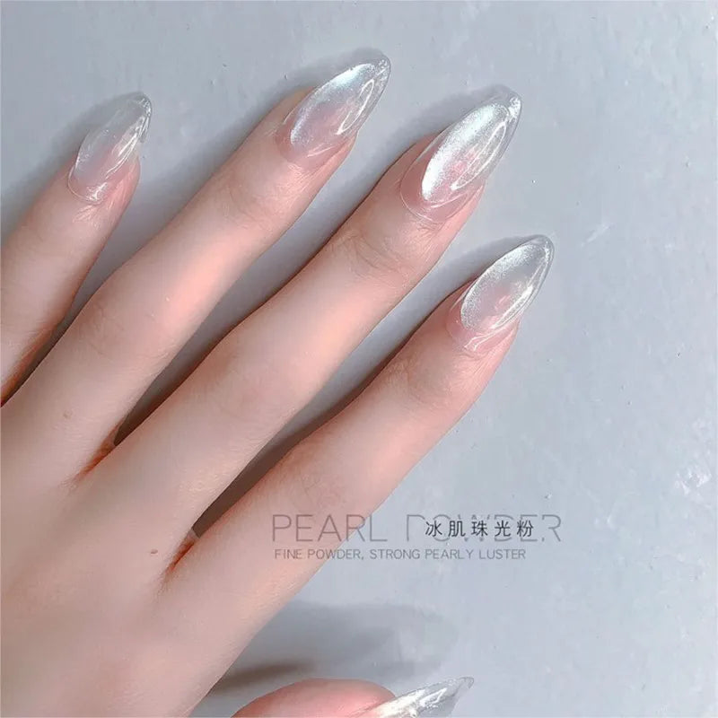 Pearl Aurora Chrome Nail Glitter Powder – Mirror Shimmer Effect Nail Glitter Powder PRIMED