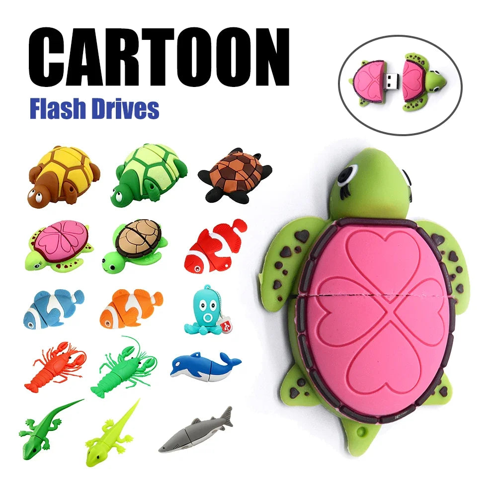 Cute Animal USB Flash Drive Turtle Fish Dolphin 4GB–128GB Novelty USB Flash Drive PRIMED