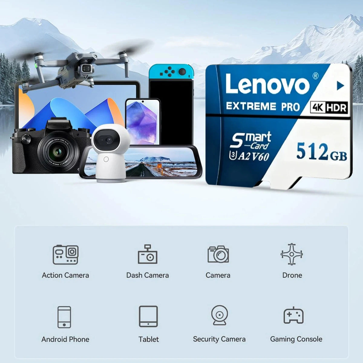Lenovo Extreme Pro Micro SD Card U3 V60 4K – 128GB–1TB Micro SD Card PRIMED