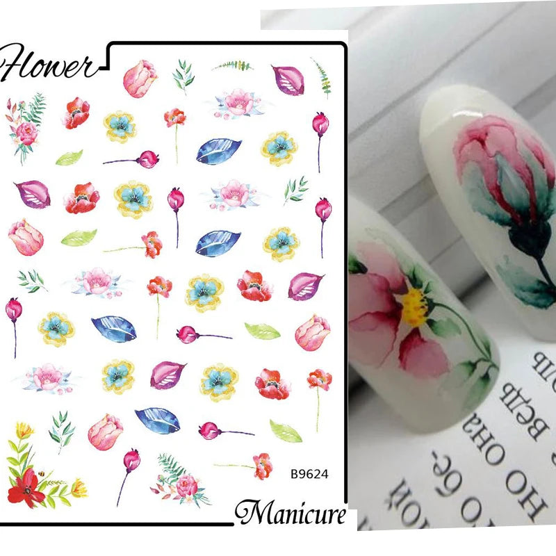 Sunflower Floral 3D Nail Art Water Transfer Decals Stickers