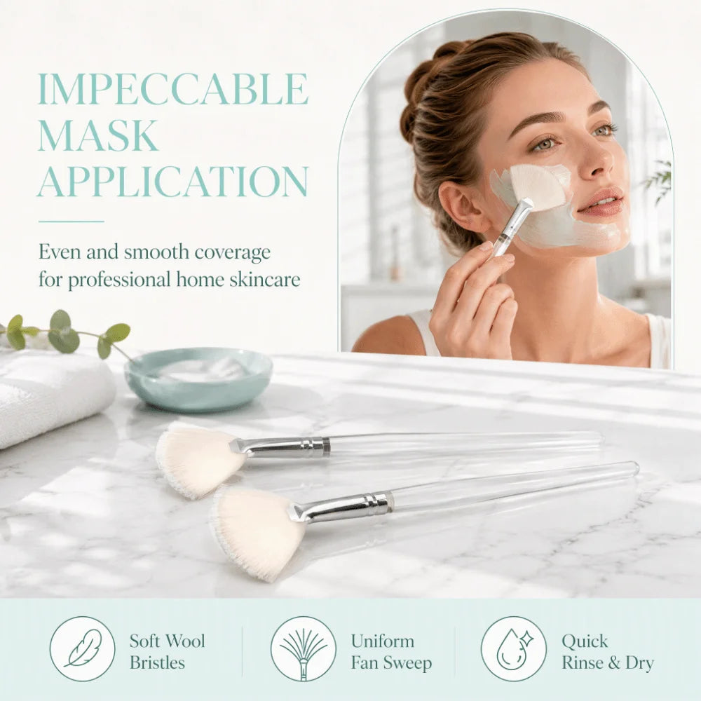 2-Pack Fan Face Mask Brush – Soft Bristles Facial Applicator
