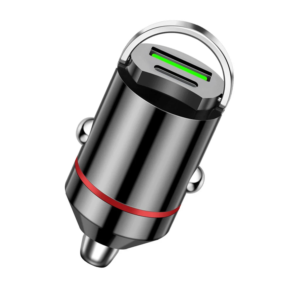 Elough 30W Dual Port USB-C PD + QC3.0 Car Charger Car Phone Charger PRIMED Black
