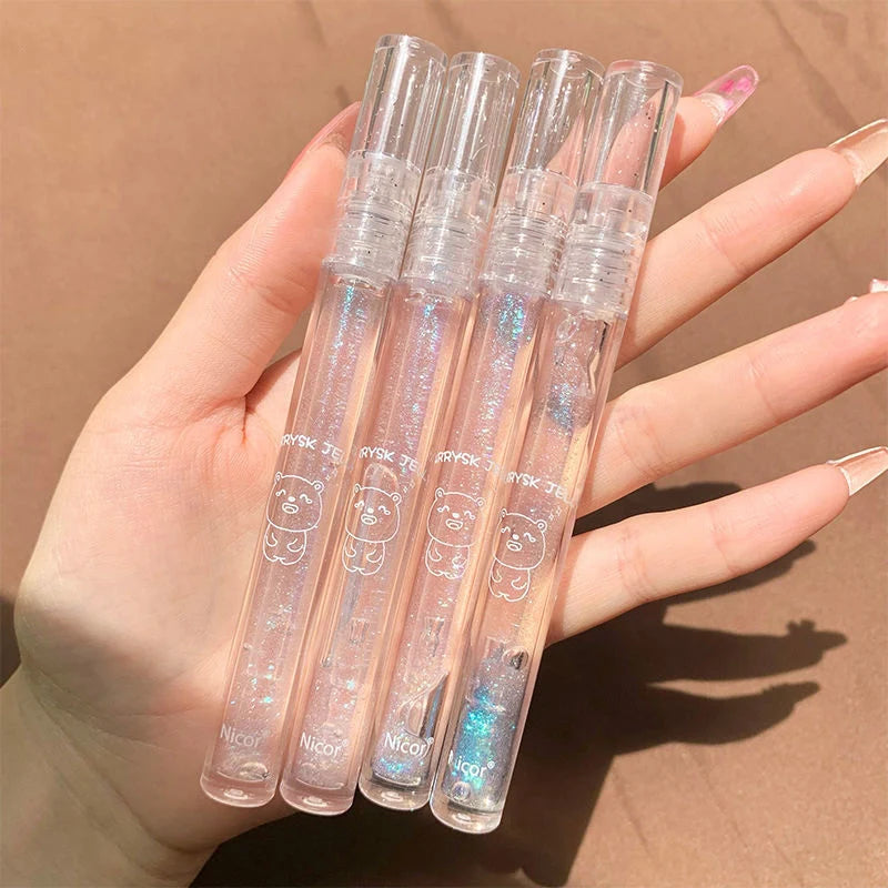 Blue Diamond Clear Lip Gloss – Pearly Glaze & Jelly Oil Balm Lip Gloss PRIMED