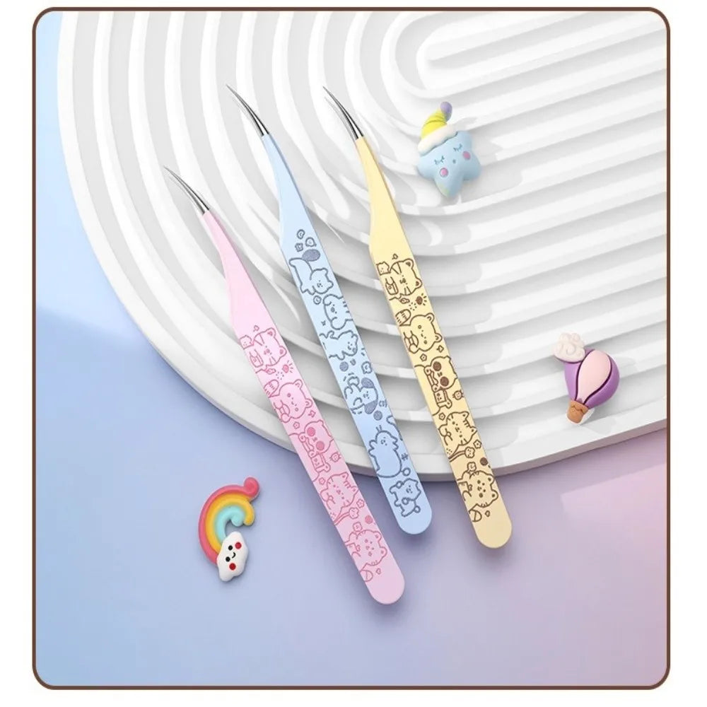 Cartoon Eyelash Extension Tweezers – Stainless Steel Lash Tool Eyelash Tweezers PRIMED