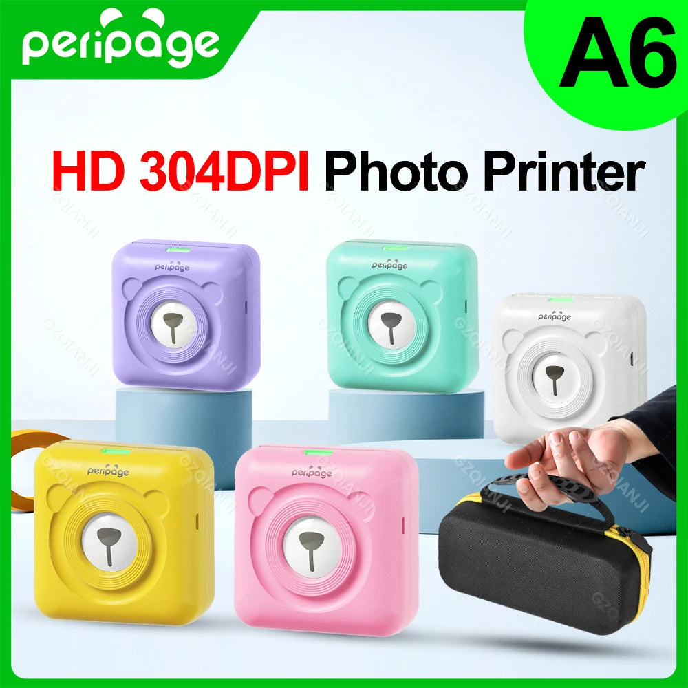 PeriPage A6 Portable Bluetooth Thermal Printer + Carry Bag Portable Thermal Printer PRIMED