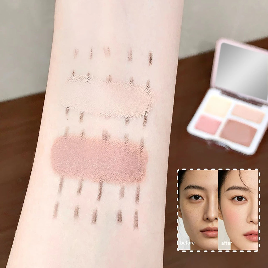 4-Color Contour & Highlight Bronzer Palette | 3D Face Sculpt Contour Bronzer Palette PRIMED