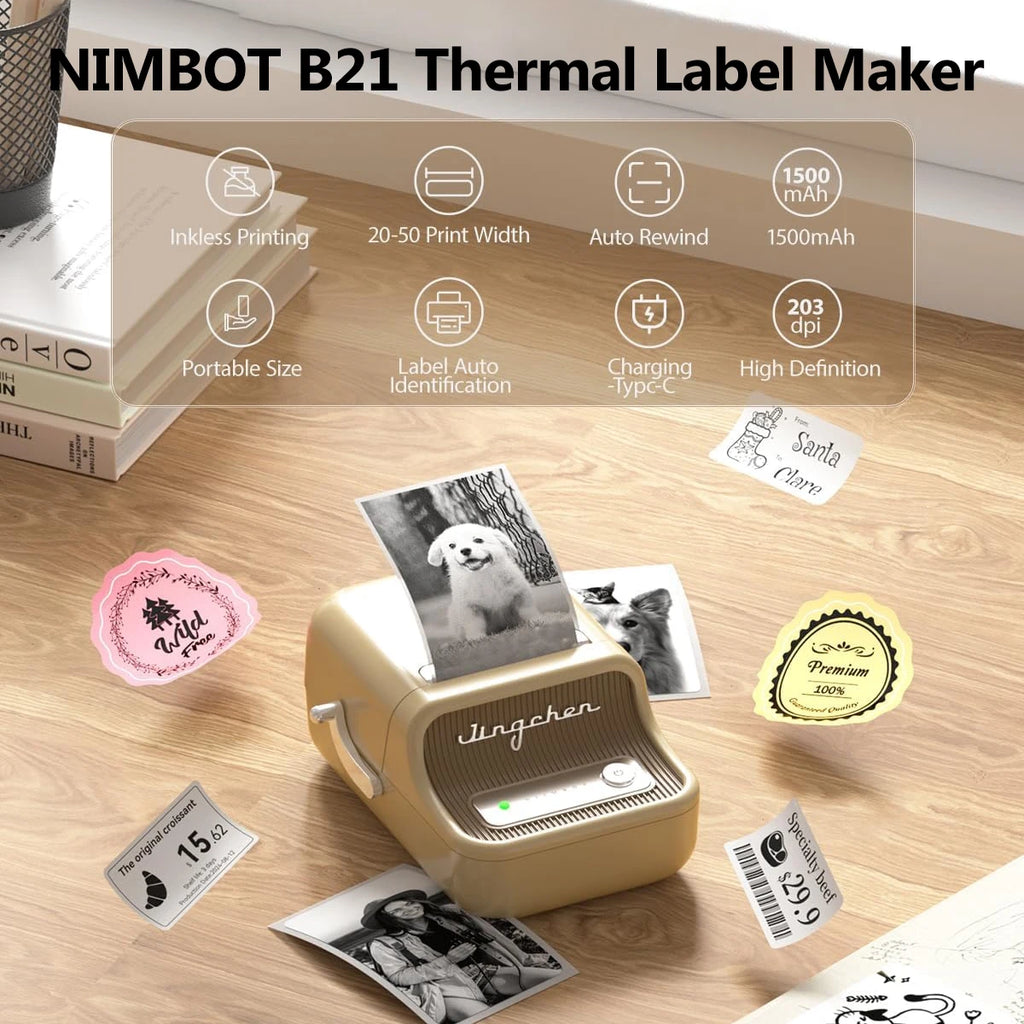 NIIMBOT B21 Bluetooth Thermal Label Maker | Portable Sticker Thermal Label Printer PRIMED