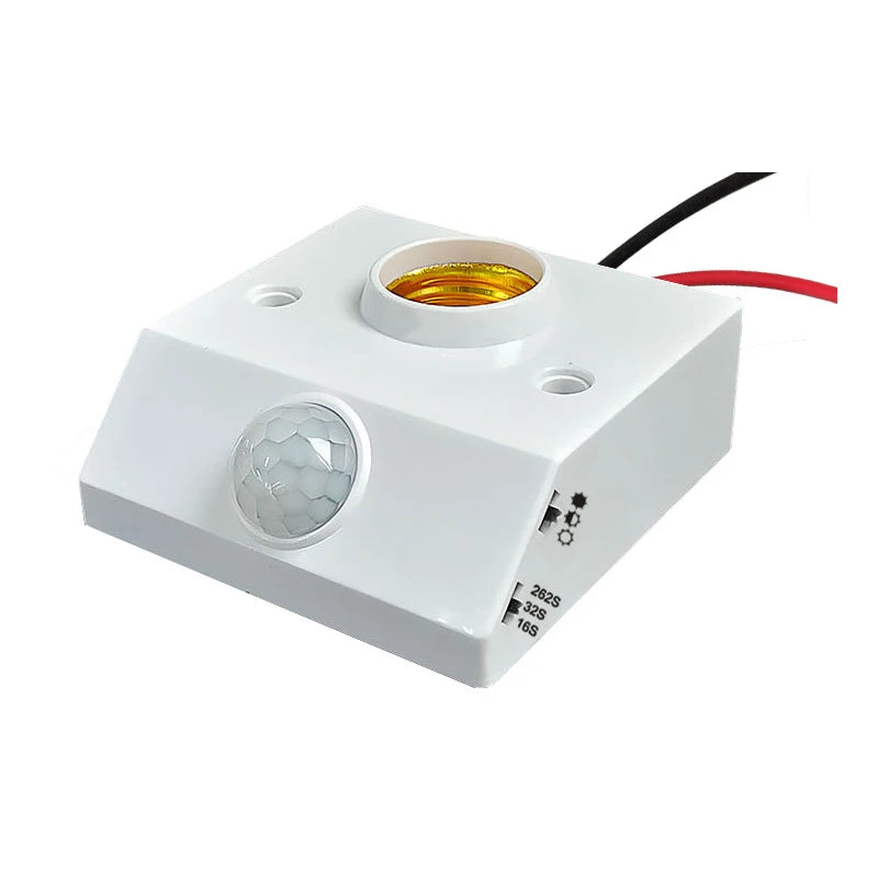 E27 PIR Motion Sensor Lamp Holder Socket | AC85-265V Auto LED PIR Sensor Lamp Socket PRIMED
