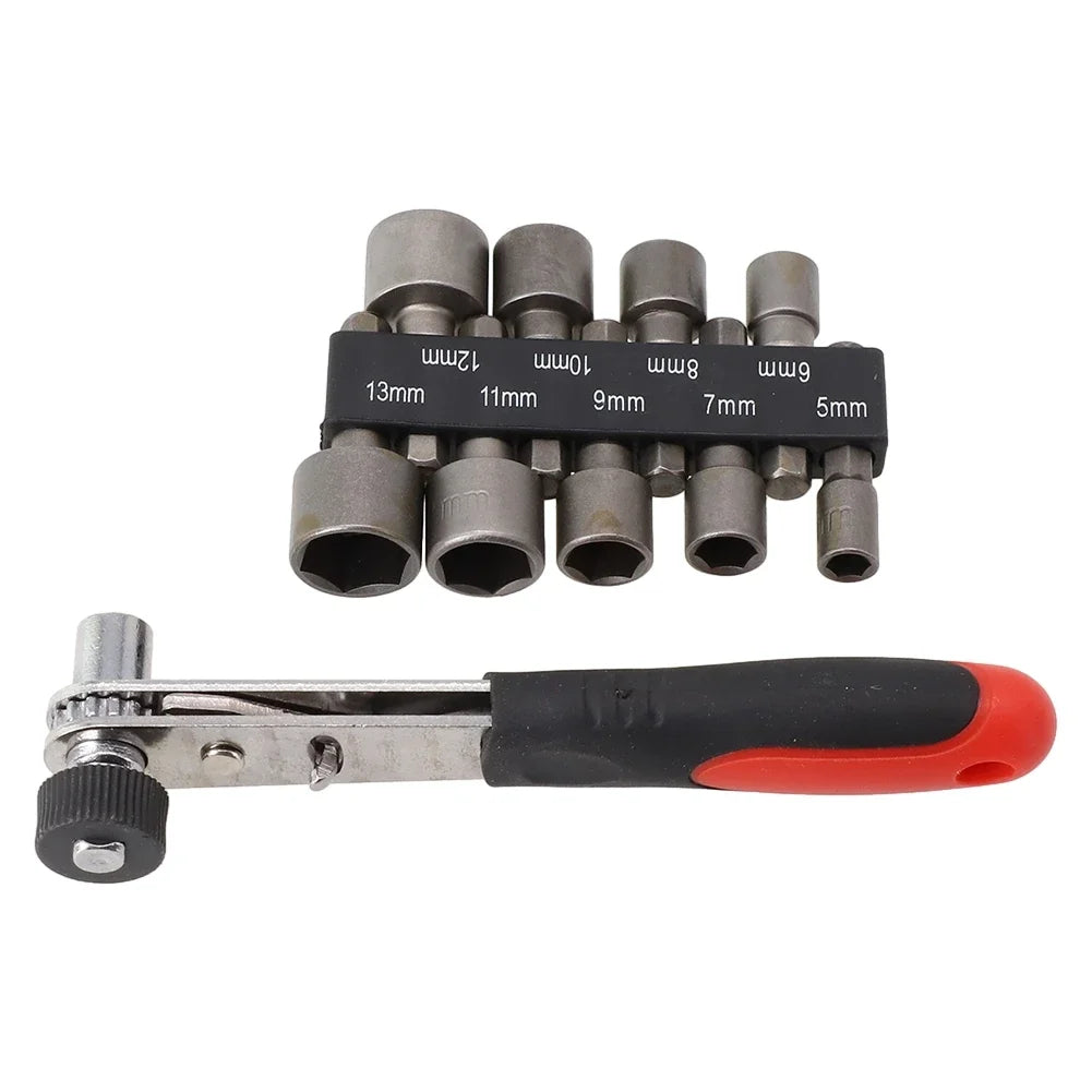 1/4" Ratchet Wrench Set with 9 Drill Bit Adapters 5–13mm Ratchet Wrench Set PRIMED