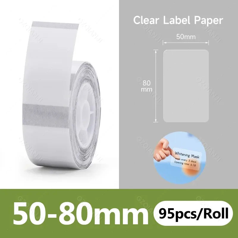 Niimbot Transparent Label Paper Roll – B1 B21 B3S K3 Official Thermal Label Roll PRIMED 1Roll Trans 50-80mm