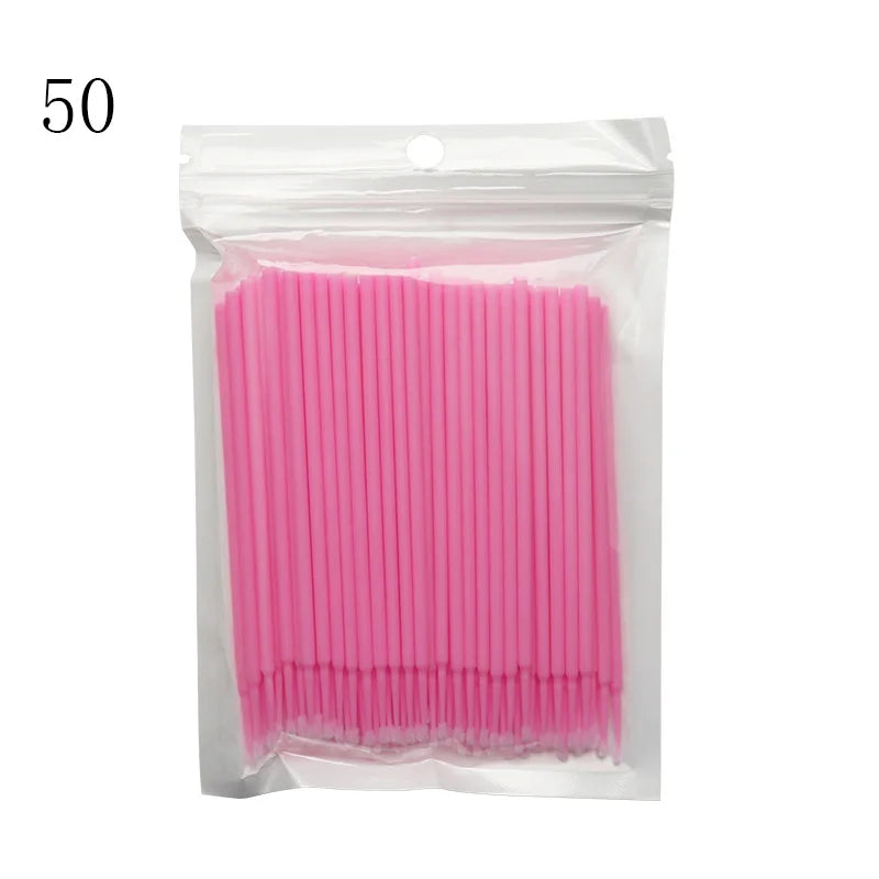 Micro Disposable Eyelash Applicator Brushes – 50/100 Pack Makeup Applicator Brushes PRIMED 50Pcs Pink