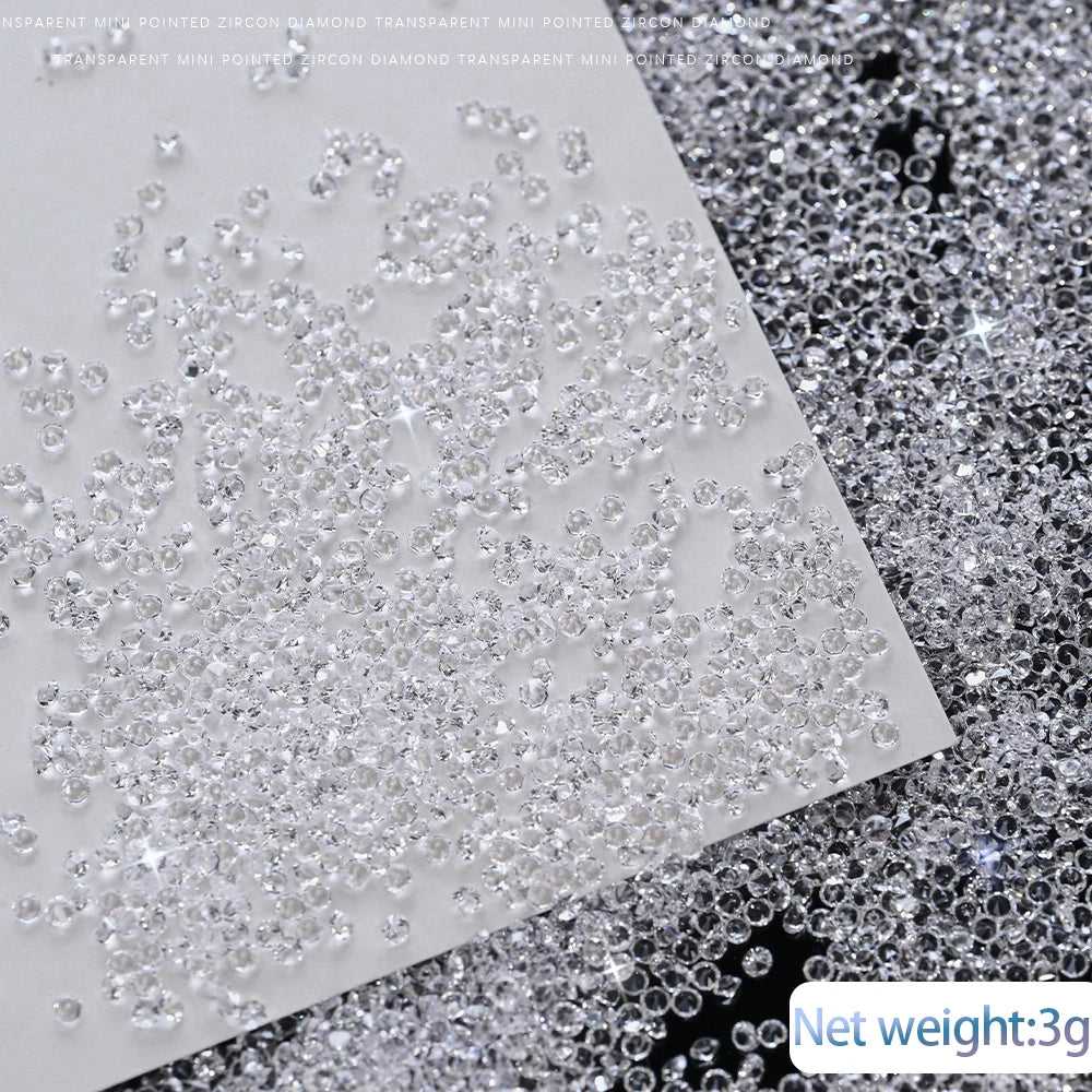 Iridescent Glass Nail Rhinestones – Crystal Zircon Gems 3g