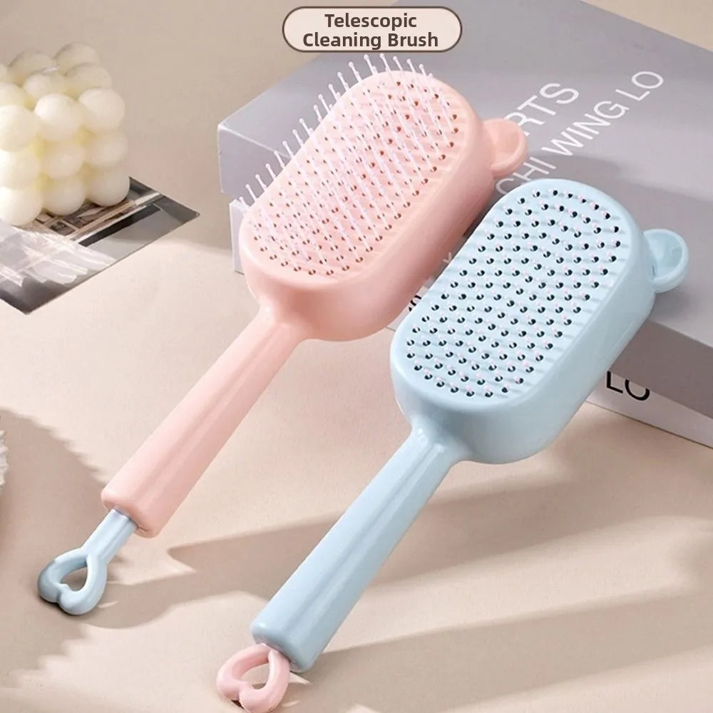Self-Cleaning Retractable Hair Brush & Scalp Massage Comb Hair Brush Comb PRIMED