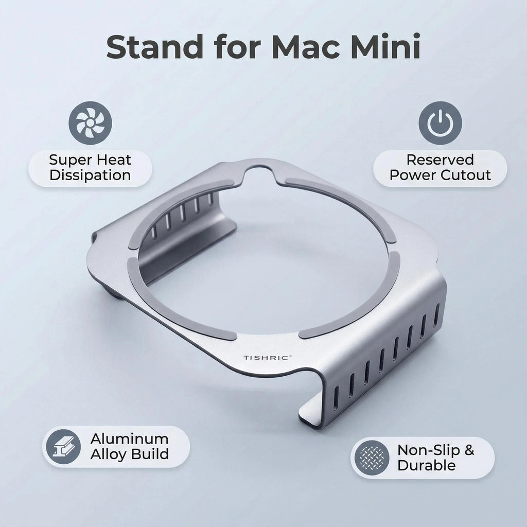 TISHRIC Aluminum Stand & Dock for Mac Mini M4/M4 Pro 2024 Desktop Computer Stand PRIMED