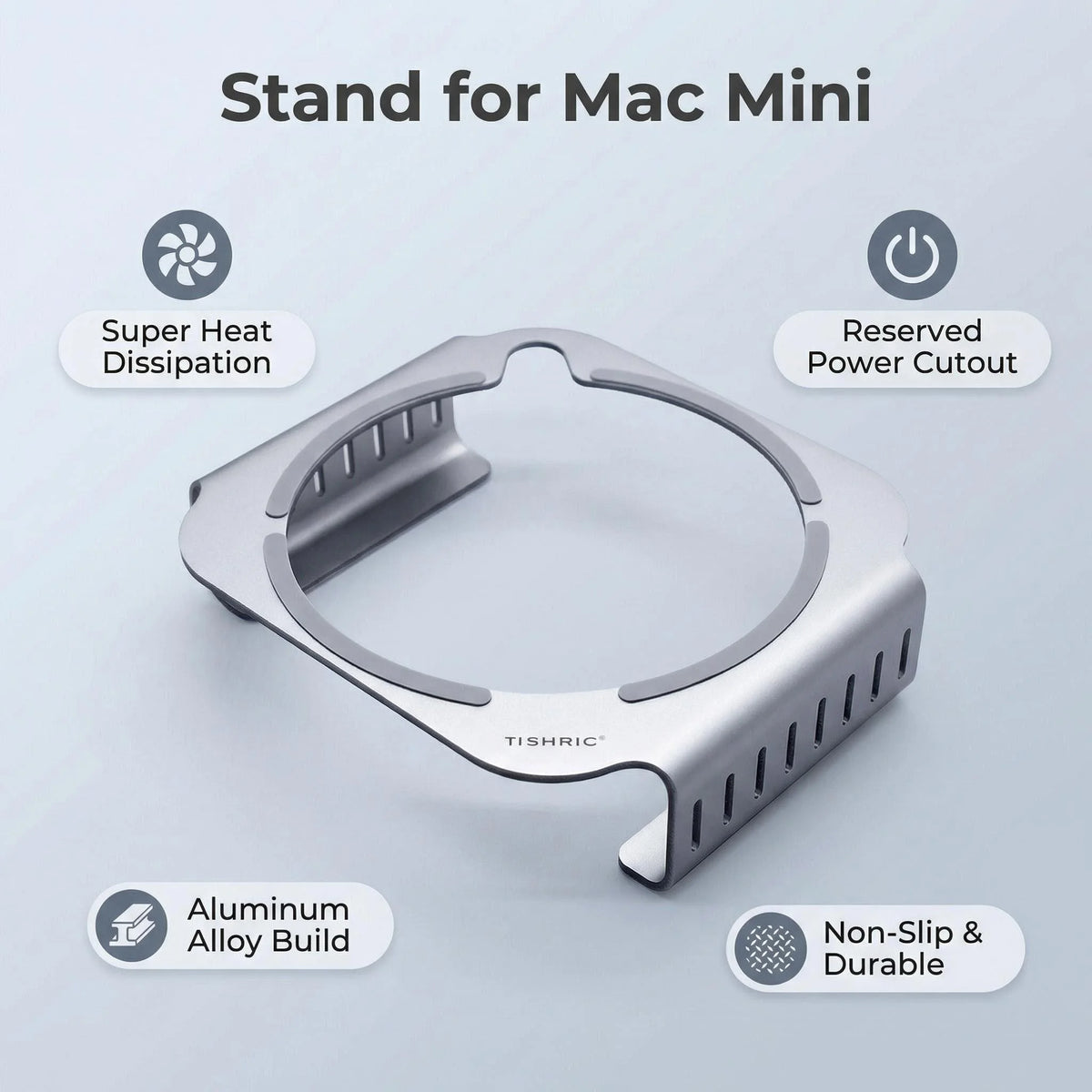 TISHRIC Aluminum Stand & Dock for Mac Mini M4/M4 Pro 2024 Desktop Computer Stand PRIMED