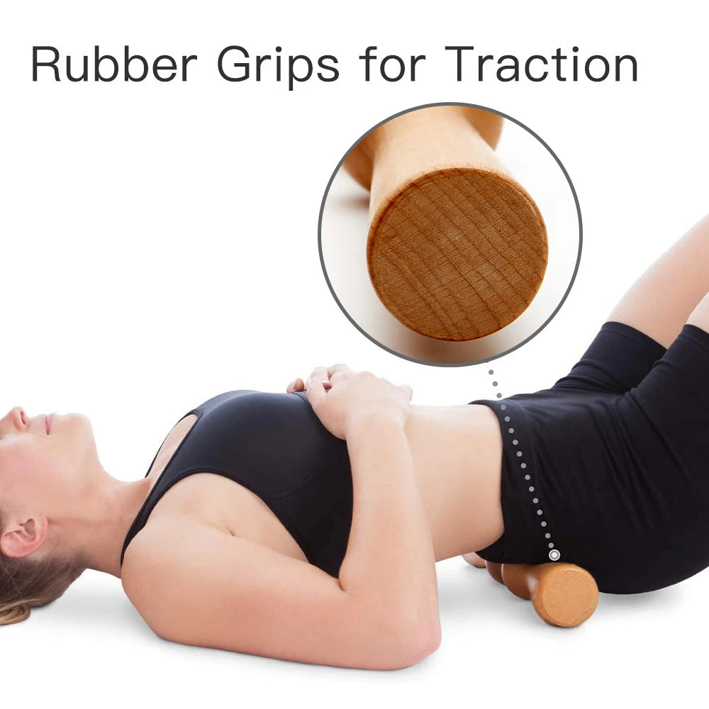 Wood Back Roller & Spine Stretcher – Manual Body Massager Back Massage Roller PRIMED