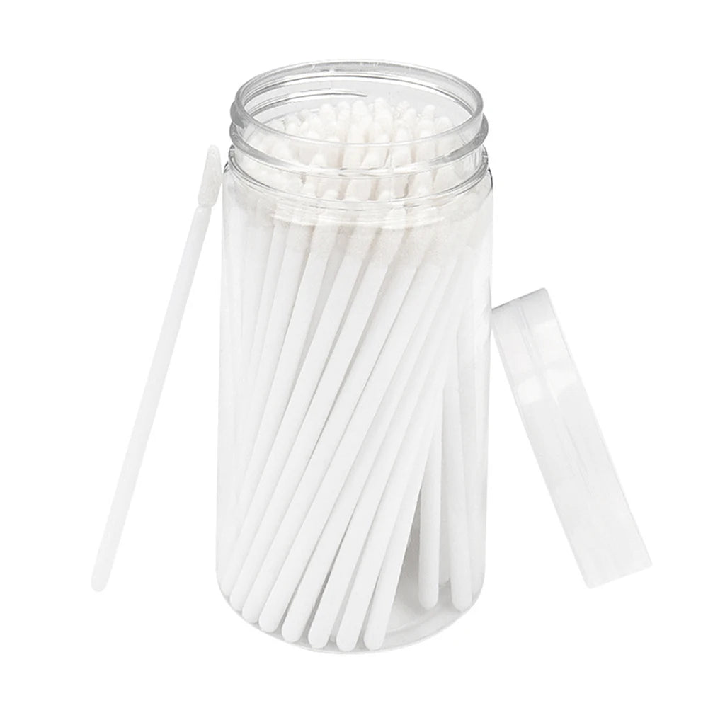 100 Pcs Disposable Lip Brushes & Mascara Wands | Crystal Tip Disposable Makeup Brushes PRIMED white