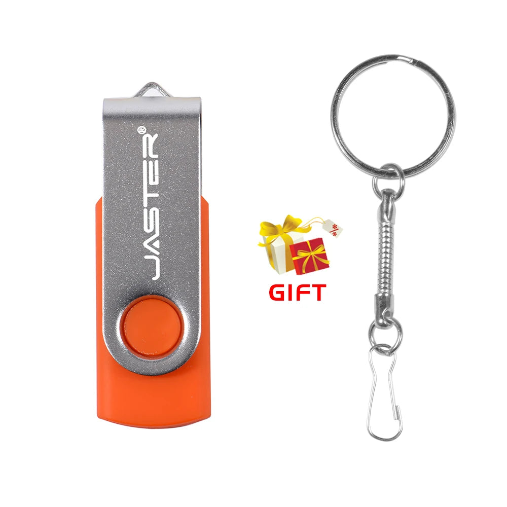 JASTER USB Flash Drive 4GB–128GB Pen Drive + Free Keychain USB Flash Drive PRIMED Orange 128MB Not GB