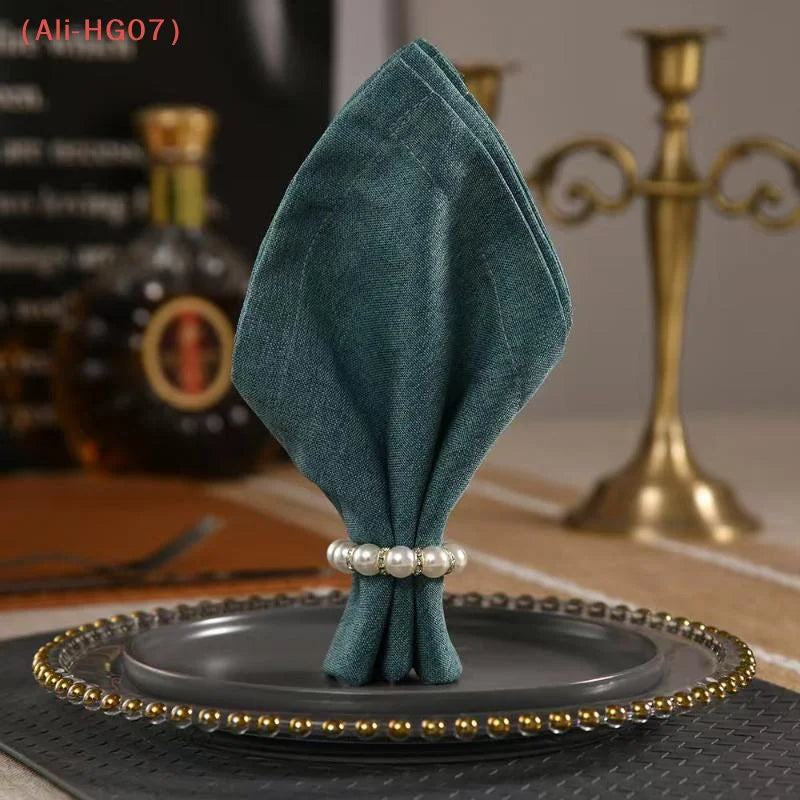 Luxury Beaded Pearl Napkin Rings Gold Holder 4cm | Elegant