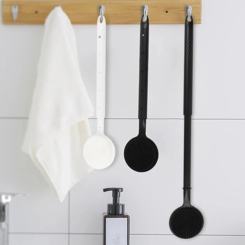 Long Handle Silicone Shower Brush – Double-Sided Exfoliating Body Shower Brush PRIMED