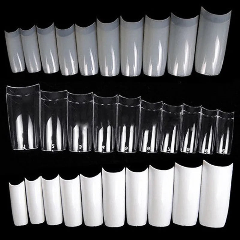 500Pcs French False Nail Tips – Half Cover, 10 Sizes, 3 Colors