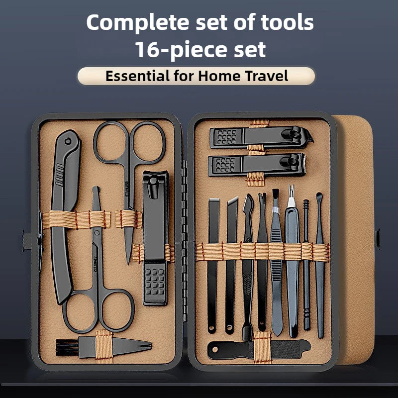 Stainless Steel Nail Clipper Set – Sharp Ergonomic Manicure Kit Nail Clipper Set PRIMED SET160-Brown16