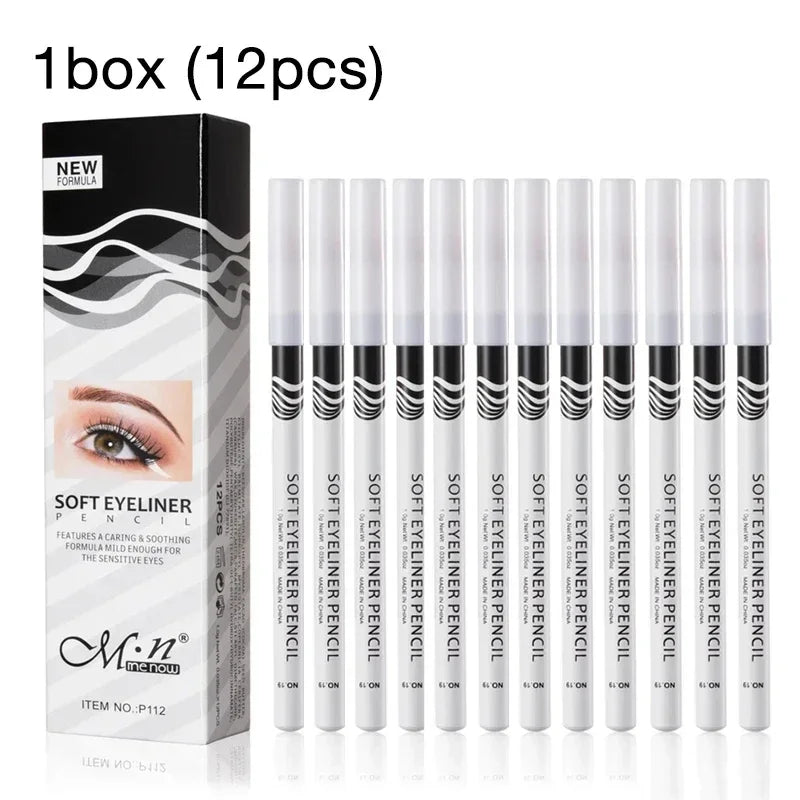 12-Pack White Eyeliner Pencils – Waterproof Eye Brightener Eyeliner Pencil Set PRIMED