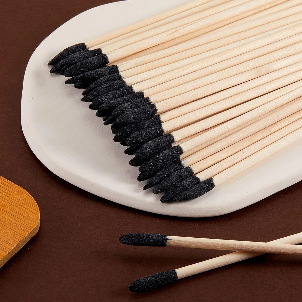 Wooden Nail Sand Tip Files & Cuticle Pusher Sticks – 10/20/40Pcs