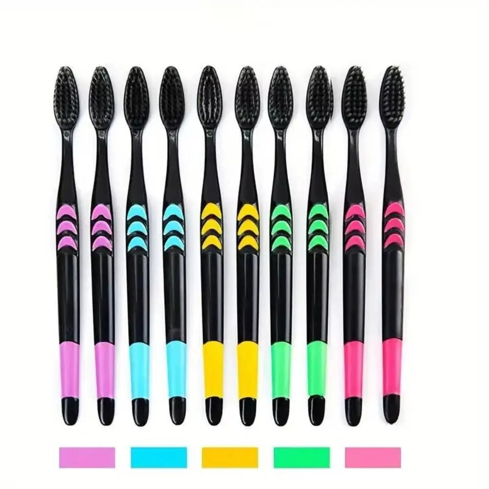 10-Pack Bamboo Charcoal Toothbrush – Ultra-Fine Soft Bristles