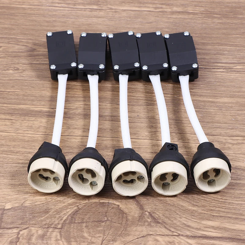 5-Pack GU10 Ceramic Lamp Holder Socket 2A 250V Terminal Box Lamp Holder Socket PRIMED