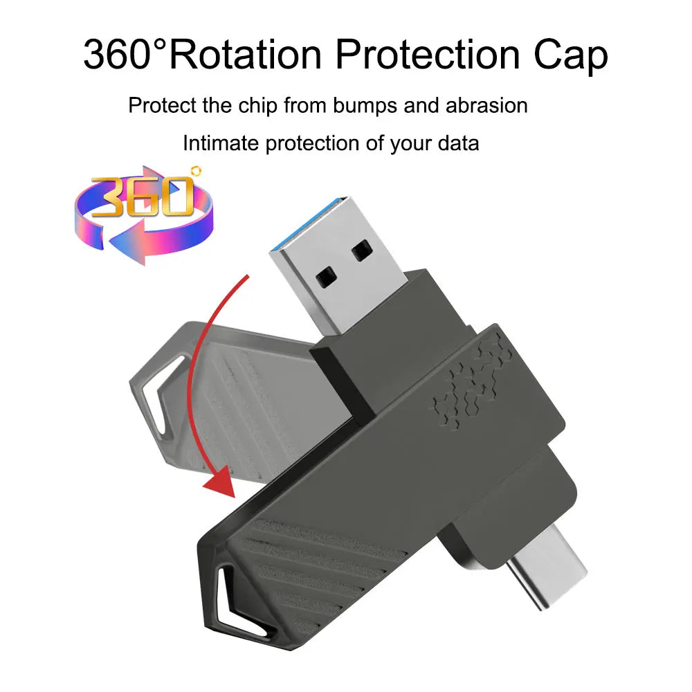 3-in-1 Metal USB 3.0 Flash Drive with Chain | 8GB–128GB USB Flash Drive PRIMED