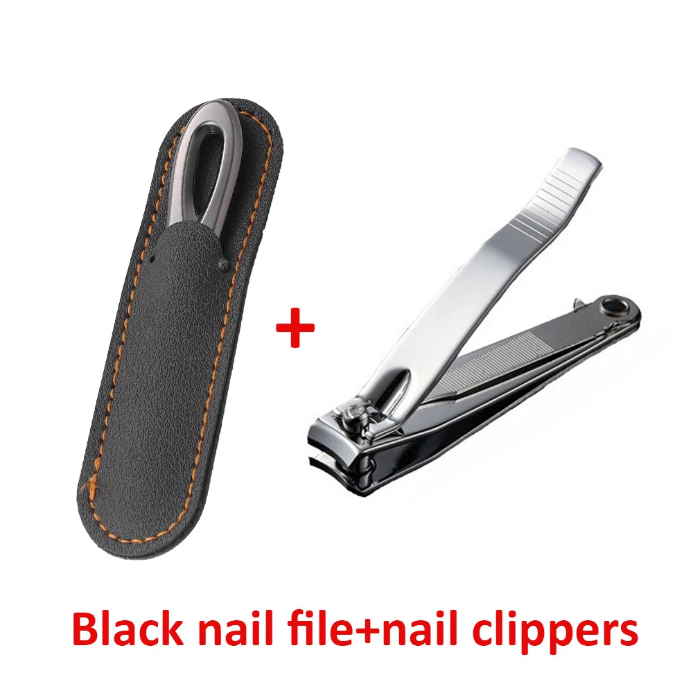 Stainless Steel Double-Sided Nail File with Leather Case