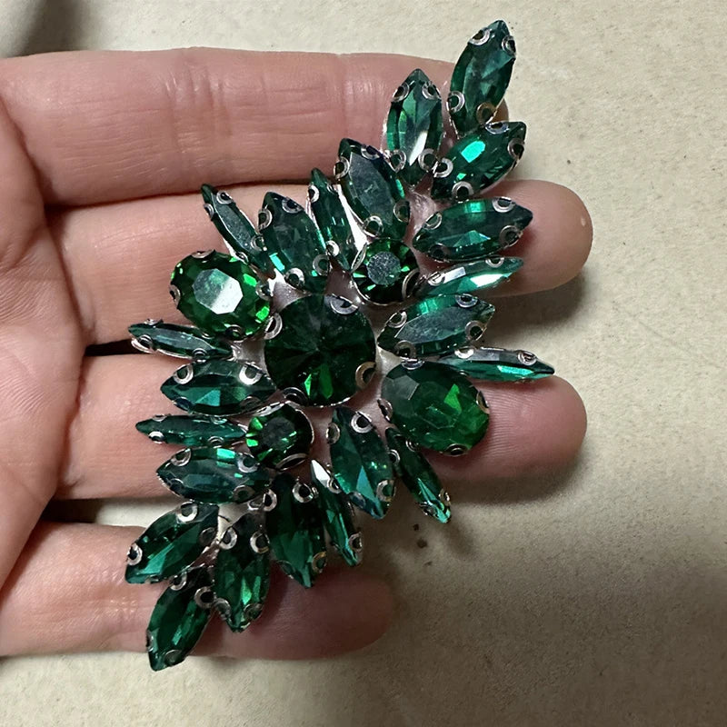 Iron-On Rhinestone Floral Applique – Crystal Patch for Bridal DIY