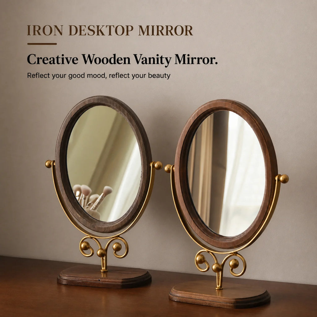 Vintage Oval Vanity Mirror – 360° Rotatable Tabletop Makeup Mirror Tabletop Vanity Mirror PRIMED