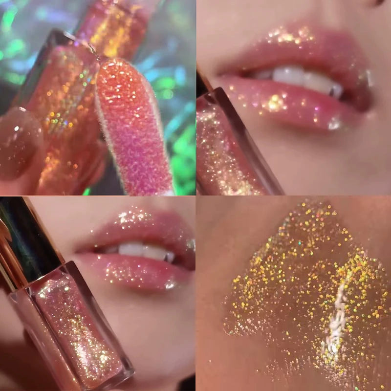 Pink Glitter Lip Gloss – Shimmer Mirror Lip Glaze & Tint Glitter Lip Gloss PRIMED 01