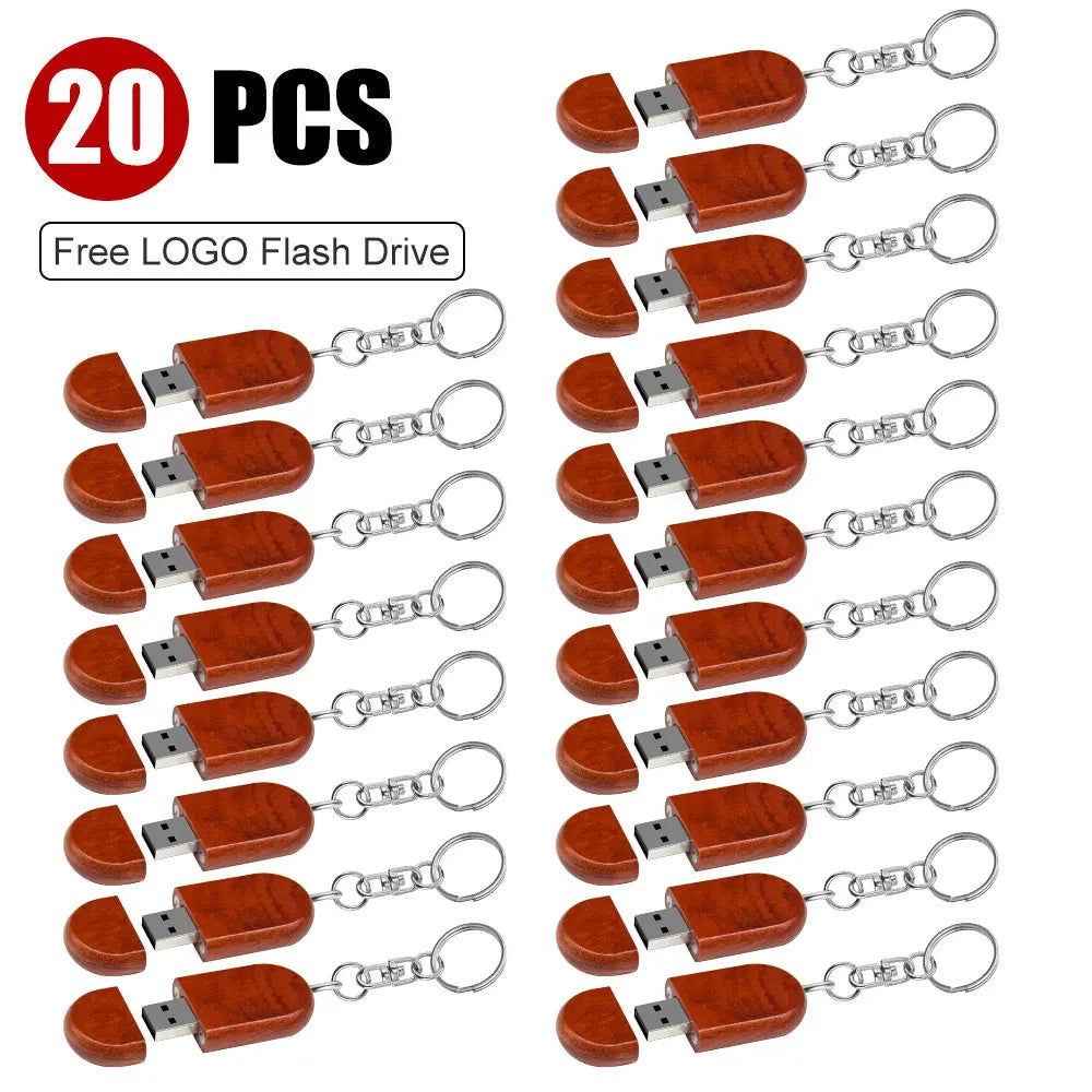 Wooden USB Flash Drive 8–32GB Custom Logo Bulk | 10/20/50 Pcs USB Flash Drive PRIMED 128 GB Walnut-20