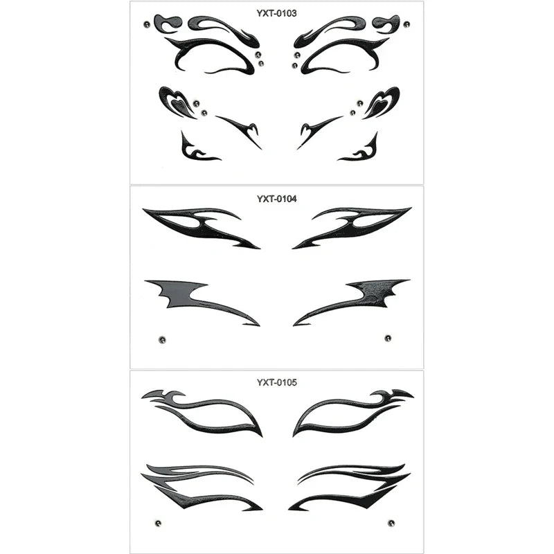 Gothic Metallic Eye Corner Temporary Tattoo Stickers | Cosplay Face Tattoo Stickers PRIMED YXT-103-104-105-3Pc