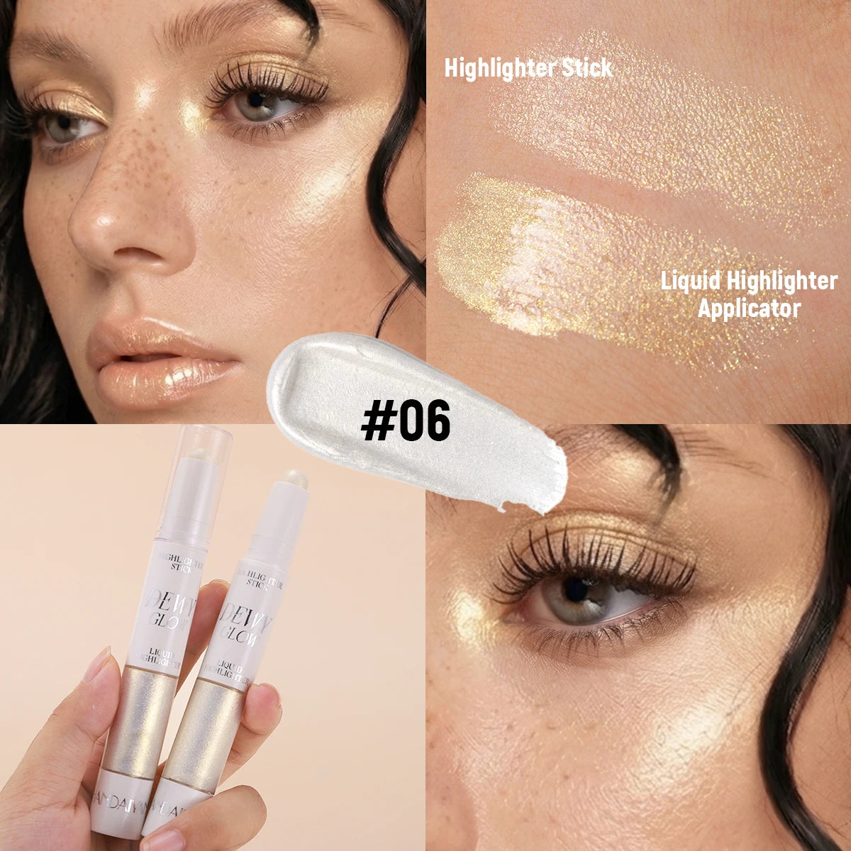 Handaiyan Double-Head Highlighter Stick – Pink & Silver Glow Pen Highlight Pen PRIMED 06