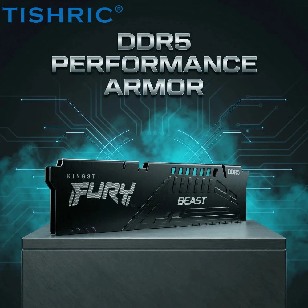 TISHRIC DDR5 RAM Heatsink – Aluminum Memory Cooler + Thermal Pad RAM Heatsink Cooler PRIMED