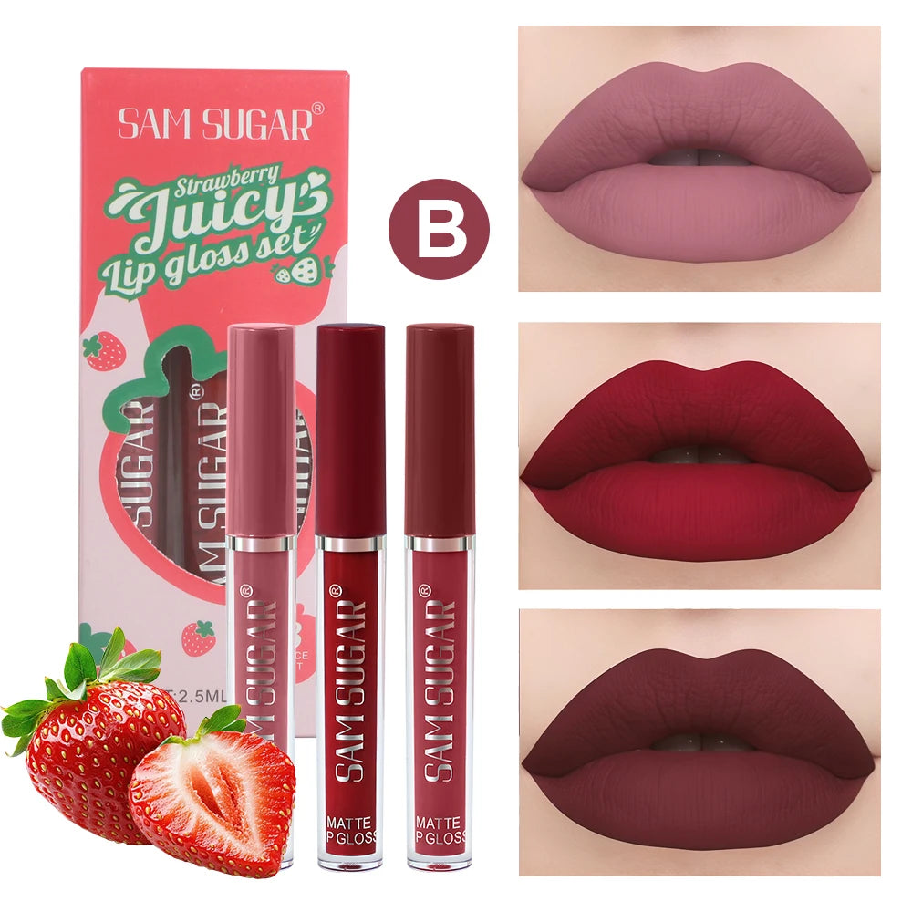 SAM SUGAR Velvet Matte Lip Gloss Set – Long Lasting Liquid Lipstick