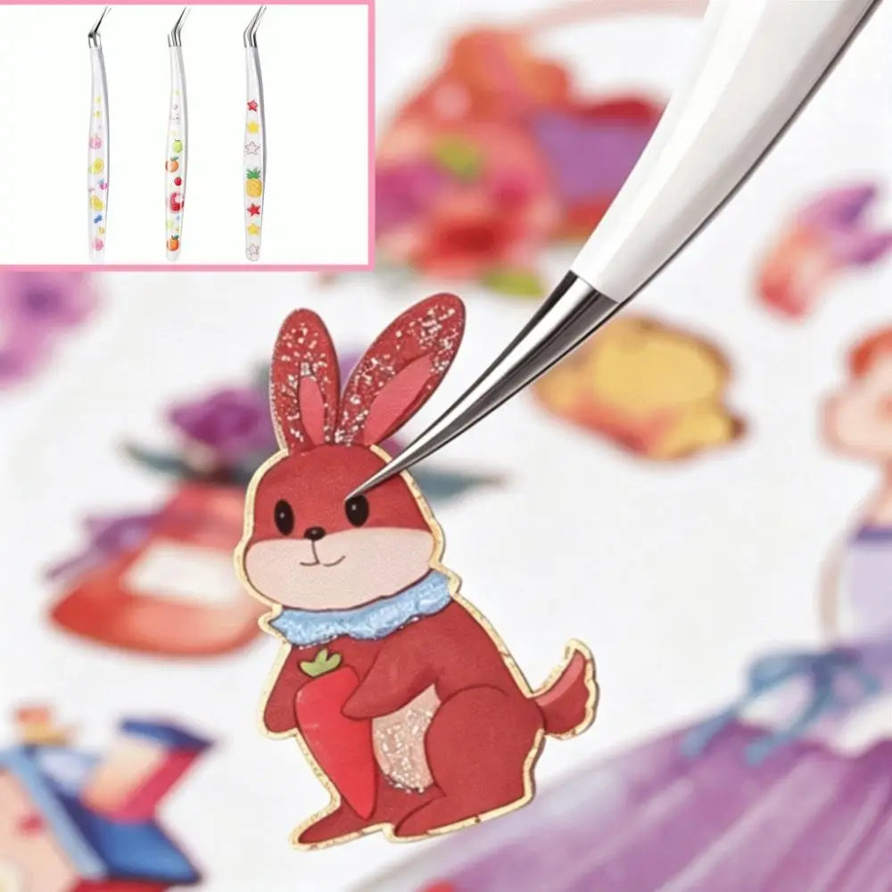 Precision Scrapbook Tweezers – Curved Tip & Glitter Resin Handle