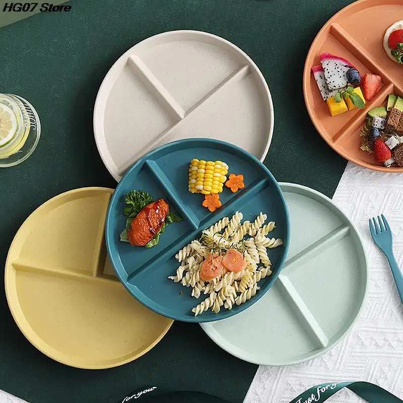 3-Compartment Portion Control Plate | Microwave-Safe Wheat Straw