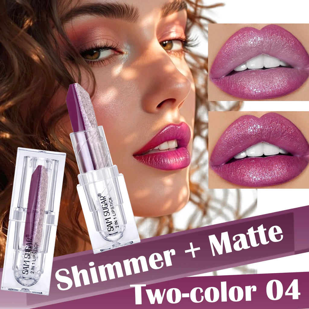 Two-Tone Gradient Matte Lipstick – Waterproof Pearlescent Diamond Gradient Matte Lipstick PRIMED
