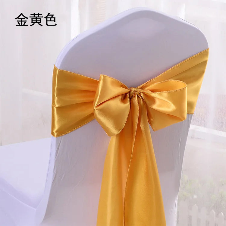 10 Pcs Satin Chair Sashes – Wedding & Banquet Bow Decor