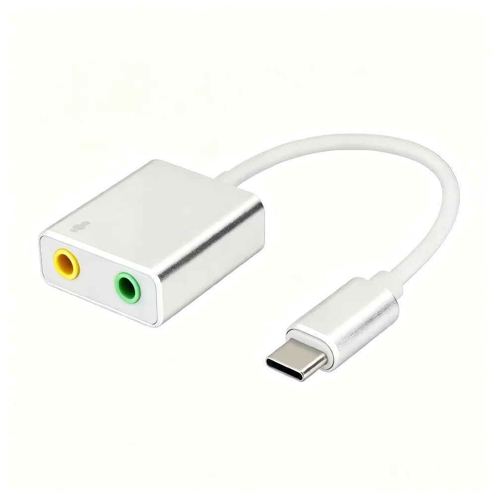 USB-C to 3.5mm External Sound Card Adapter for Laptop & Mac