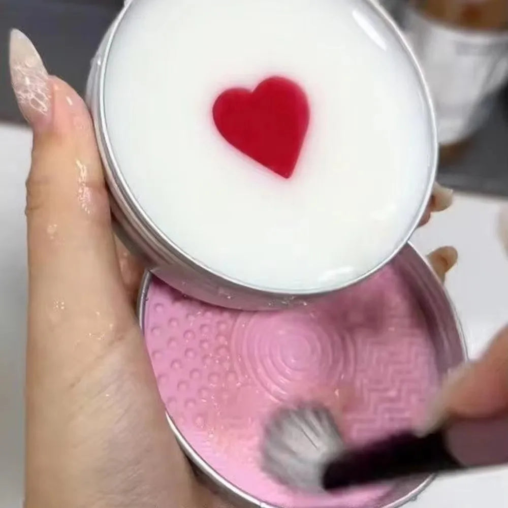 Makeup Brush Cleaner Soap with Silicone Mat | Heart Tin