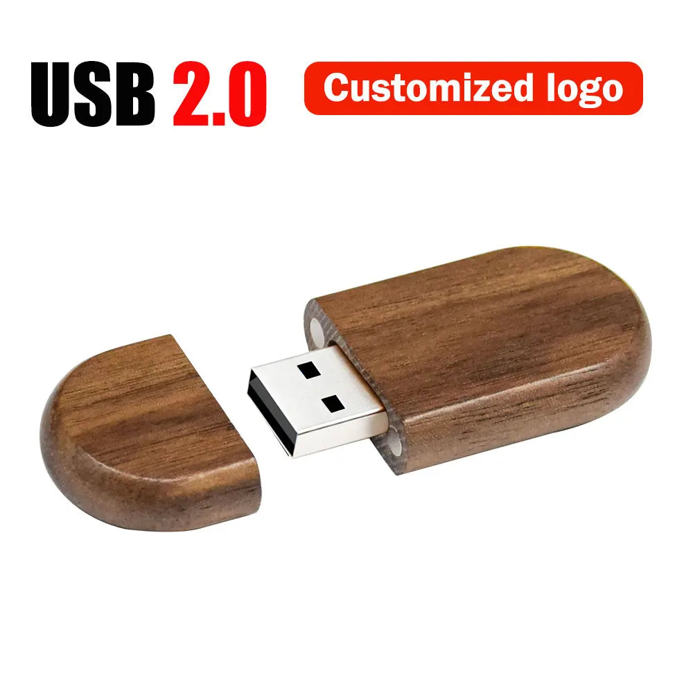 Wooden USB Flash Drive 4–64GB | Free Custom Logo Engraving