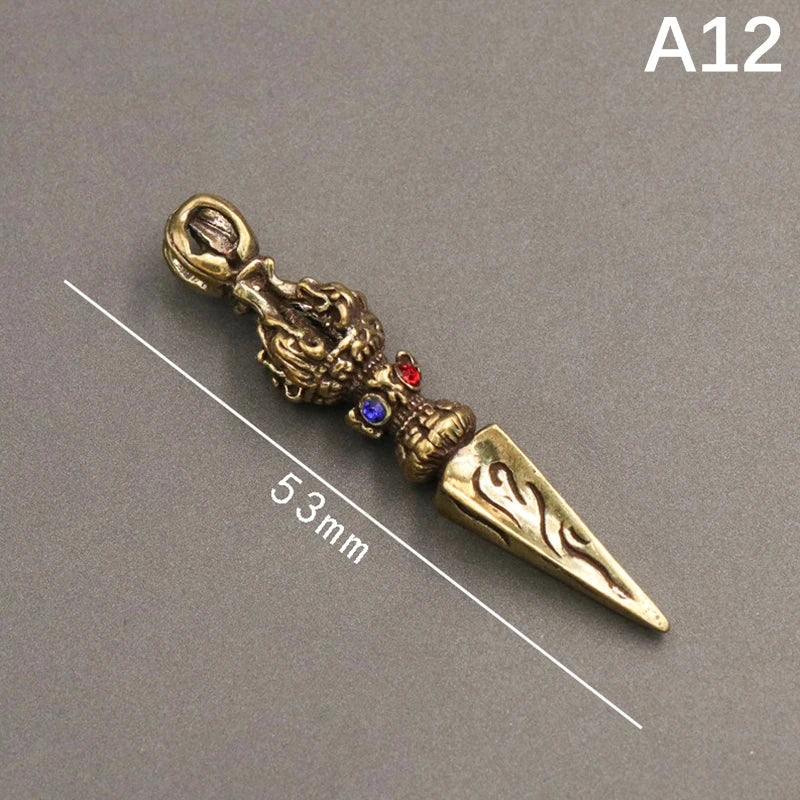 Tibetan Buddhist Vajra Pestle Brass Pendant – Handcrafted